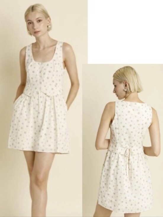 AUREUM Dresses & Skirts - Aureum Tea Time Vest Bodice Mini Dress Cottagecore Ditzy Floral